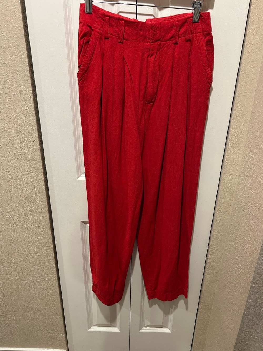 Free People Calla Pleated Trousers Linen Blend Red , size 4 - Picture 10 of 10
